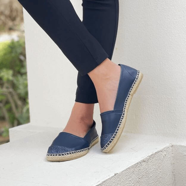 Espadrillas classiche in glitter blu navy