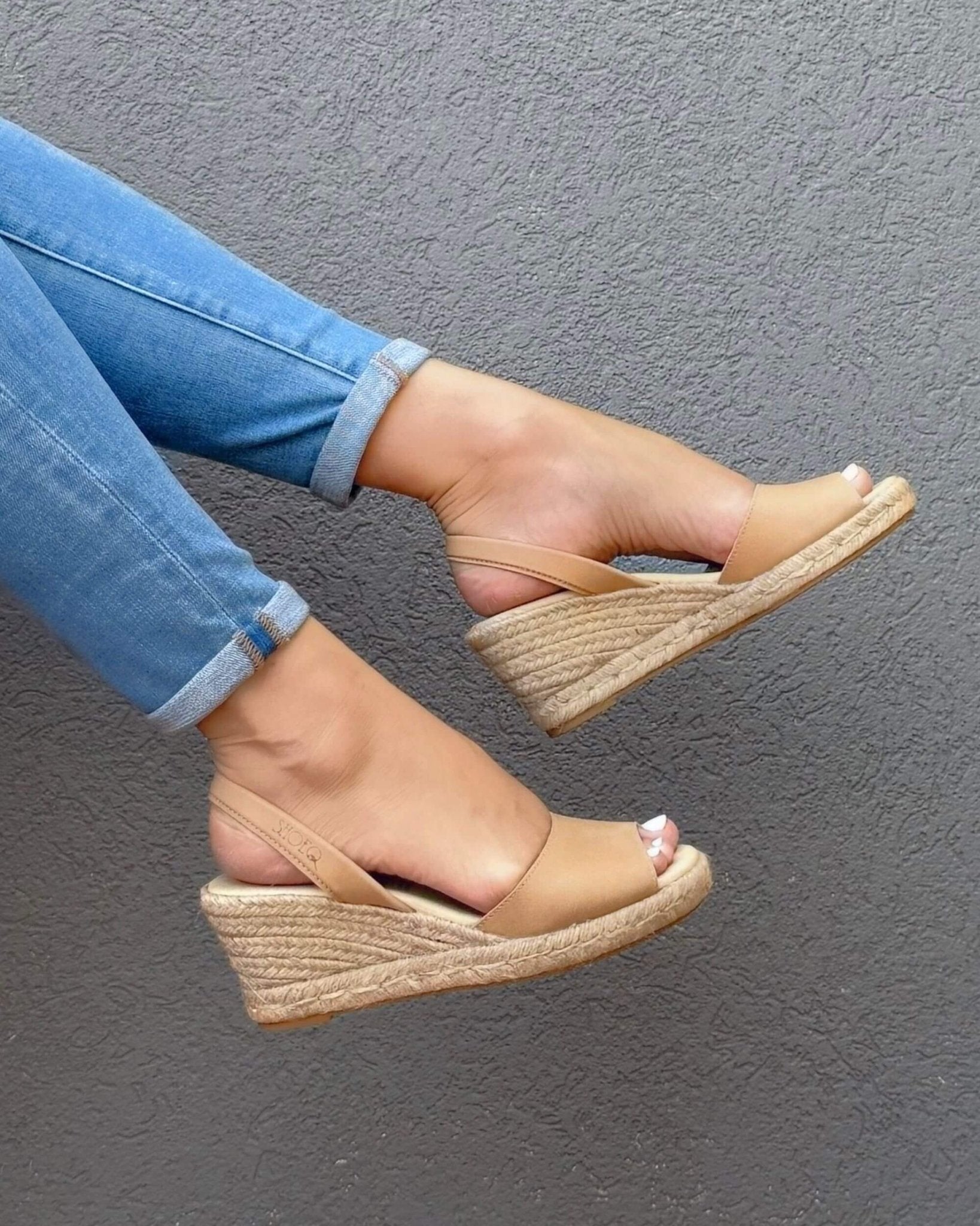 Espadrillas con zeppa classica color caramello