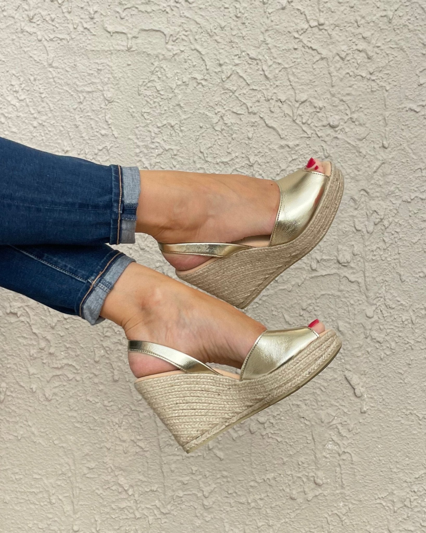 Roxy Espadrillas con zeppa color oro (vegano)